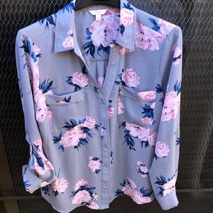 Women’s gray blouse with flowers